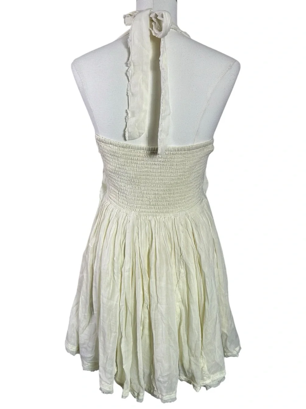 Free People Ethereal Romantic Billowy Halter Mini Dress Summer Sand Fairy Small